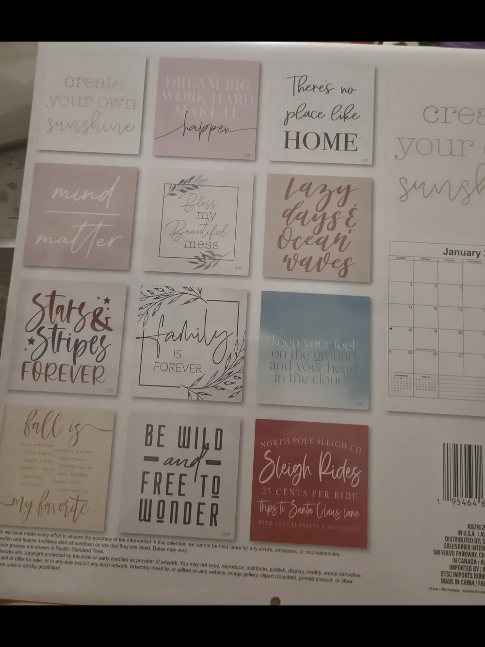 Dollar Tree 2026 Artistic Calendar